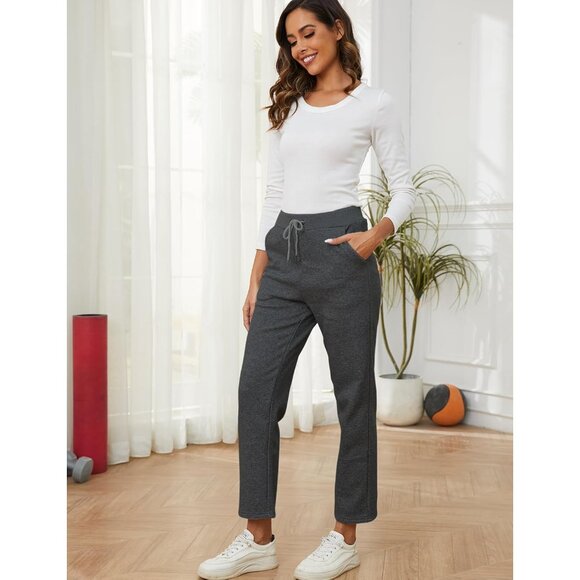 Womens Sweatpants Warm Fleece Sweatpants Winter Sherpa Lined Joggers Pants - Picture 2 of 5